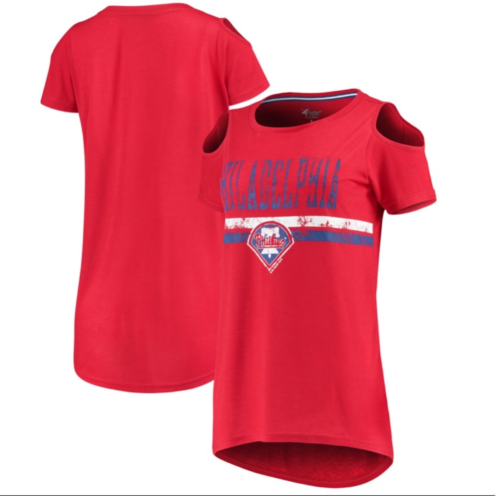 Philadelphia Phillies G-III 4Her by Carl Banks Women's Cold shoulder Shirt